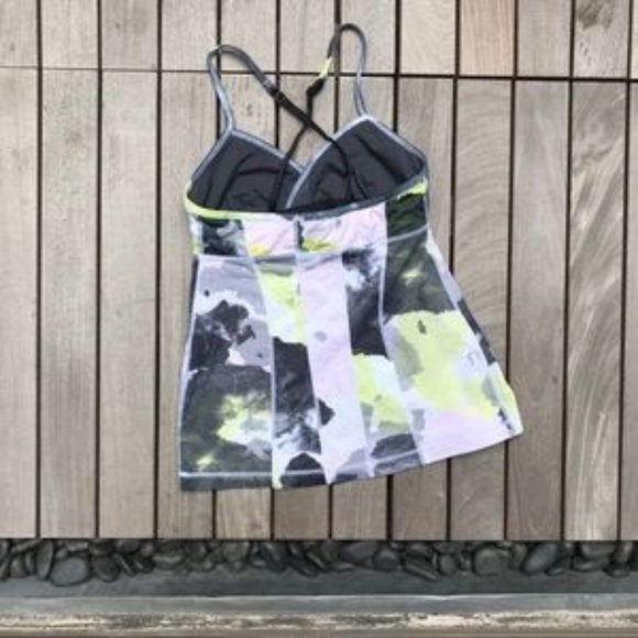 LULULEMON Grey White & Lime Green Athletic Top - Picture 3 of 4